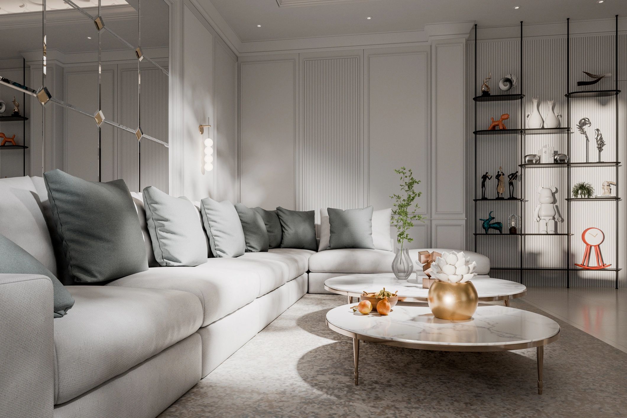 Modern condo-style living room interior